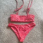 SheIn Red and White Floral Bikini 2 piece bikini swim wear size small tie top Photo 0