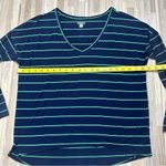 Aerie  Navy and Green Striped V-Neck Long Sleeve Top, Women’s Size Small Photo 3