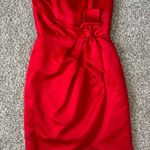 Alfred Angelo  Red Satin Strapless Mini Dress Bow Formal Prom Party Holiday Small Photo 0