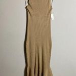 Anthropologie NWT  Mock Neck Midi Dress Women's Small Cedar Tan Sleeveless Knit Photo 6