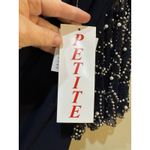 Betsy and Adam Betsy &‎ Adam Embellished-Sleeve Front-Slit Gown Size 4 Petite Navy Blue Photo 5