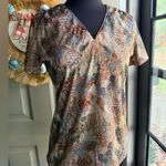 Vintage Frayne woodland knit short sleeve blouse, size medium Brown Photo 0