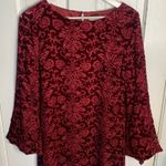Sundance  Red Burnout Velvet Renaissance Long-sleeve Dress NWOT W-708 Sz XS Photo 1