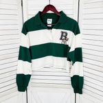 Disney  Bambi Rugby Stripe Cropped Polo Shirt Green White Small Long Sleeve Photo 7