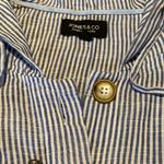 Jones New York Linen Cotton Blend Large Button Hooded Blue Wht Stripe Jacket 2X Photo 2