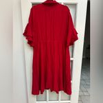 Eloquii Holiday Red Midi Dress Ruffle Flutter Cutout Sleeves Plus Size 16 NWT Photo 5