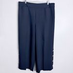 Talbots Navy Button Hem Wide Leg Crop Size 16 Workwear Career Office Work Photo 1