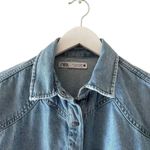 ZARA NWOT Denim Blue Long Sleeves Button Down Algodon SZ S # 1681 Photo 1