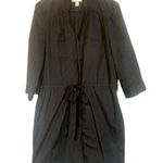 Loft Ann Taylor Black Long Sleeve Drawstring Waist T-Shirt Dress Women Sz 6 Photo 0