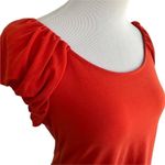 Lucky Brand Deep Rust Orange Loose Fit Ruched Cap Sleeve Rayon Top XS NWT Photo 3
