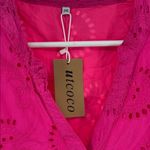 Vibrant Fuchsia Eyelet Midi Dress tiered 2X boho plus lined flowy vacation Pink Photo 6