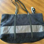 Coach  Black Gunmetal Signature Stripe Tote 11098 Handbag Purse Photo 9