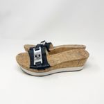 Michael Kors Black Leather Warren Platform Cork Wedge Slide Women's Size 11M Photo 2