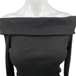 Emory park Black Off Shoulder Open Cutout Back Ribbed Knit Crop Sweater Top L Photo 2