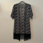 LuLaRoe ⭐️ Black feather print Monroe sheer kimono cardigan with fringe small Photo 7