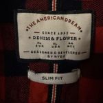 The American Dream Red And Navy Plaid Button Up Slim Fit Women's Shirt Size XL Photo 1