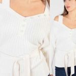 Derek Lam  10 Crosby Cold Shoulder Ribbed Knit Sweater in Ivory Photo 1
