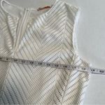 Tory Burch  Sz L White Chevron Mesh Fit and Flare Dress Sleeveless Photo 8