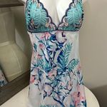 In bloom by jonquil Floral Lace Trim Chemise Blue Size L Photo 14