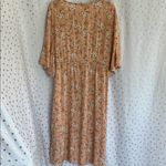 American Eagle Outfitters Tan Floral Midi Dress White Size 0/S Photo 5