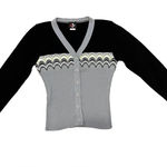 No Boundaries Vintage  Y2K Cardigan Size M Juniors Gray Black White Green Photo 0