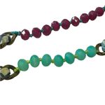 Chloe + Isabel  Long Gold, green & purple Chain Beaded Necklace Crocheted Photo 6