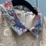 Collared dress with sheer embroidered lace sleeves and pleated skirt Size 6 Photo 2