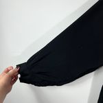 H&M Crepe Lightweight Solid Black Long Sleeve V-Neck Peplum Hem Dress XS X-Small Photo 1