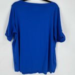 Talbots  Stretch Weekend Tee Shirt Size 2X Petite White Roll Cuff‎ Blue White Photo 3