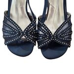 David Tate Navy Slingback Heels Women’s Size 9.5 WW Mesh Studded Heel Blue Photo 2