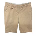Talbots Women's Bermuda Shorts Sz 10 Beige Flat Front Mid Rise 5 Pockets Casual Photo 0
