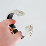 Alexis Bittar Alexis Bitter Handcarved Lucite and Crystal Hinged Statement Bangle Cuff Silver Photo 5