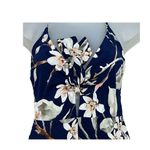 A'Gaci A’gaci Deep V Plunge Cut Out Criss Cross Back Floral Jumpsuit Blue Off White S Photo 3