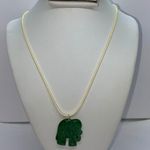 Handmade Cream Wax Green Elephant Necklace Photo 0