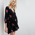 Altar'd State Altar’d State black and red roses floral vneck shift dress size small Photo 1