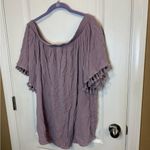 Knox Rose Mauve Off the Shoulder Top with Geometric Design Photo 4