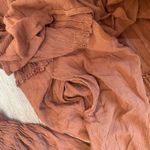 Free People  Bea Mini Dress Rust Brown Boho Smocked Tiered Peasant XS Photo 4