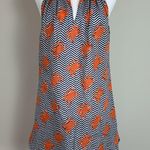 Mud Pie  Navy and Orange Chevron Crab 100% Cotton Nautical Rope Dress Size Large‎ Photo 0