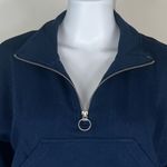 We Wore What  Terry Cropped Half Zip in Dress Blue Photo 2