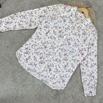 Garnet Hill  Essential Organic-Cotton Button Down Shirt Longsleeve Floral Size 12 Photo 1