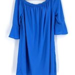 City Streets  Womens Bell Sleeve Stretch Off-the-Shoulder Midi Dress Blue Size XL Photo 0
