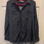 Woolrich  Womens Tencel Chambray Button Down Shirt Long Sleeve Red Plaid Size L Photo 0