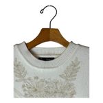 Anewsta Sweater Women Large White Gold Embroidered Floral Duck‎ Knit Vest NWT Photo 3
