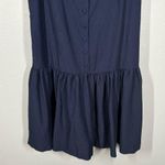Anthropologie Large Navy Square-Neck Seersucker Mini Dress Photo 5