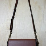 Calvin Klein Monogram Brown Leather Crossbody Shoulder Bag Chain Strap Photo 0