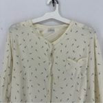 Aria  Long Sleeve Button Floral Ribbed Blouse Shirt Womens Large Beige Photo 1