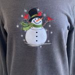 HOLIDAY Novelty Sweatshirt Womens Sz Small Grey Snowman Christmas Cozycore Gray Photo 2