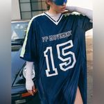 Free People #68 NWT Happy Camper Tee in Highlighter Navy Combo Photo 1