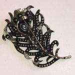 Elegant Multicolor Peacock Feather Boho Brooch Blue Photo 3