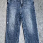 Risen Jeans Women's Blue Wide Leg Distressed Stretch Denim Size 32 Photo 0